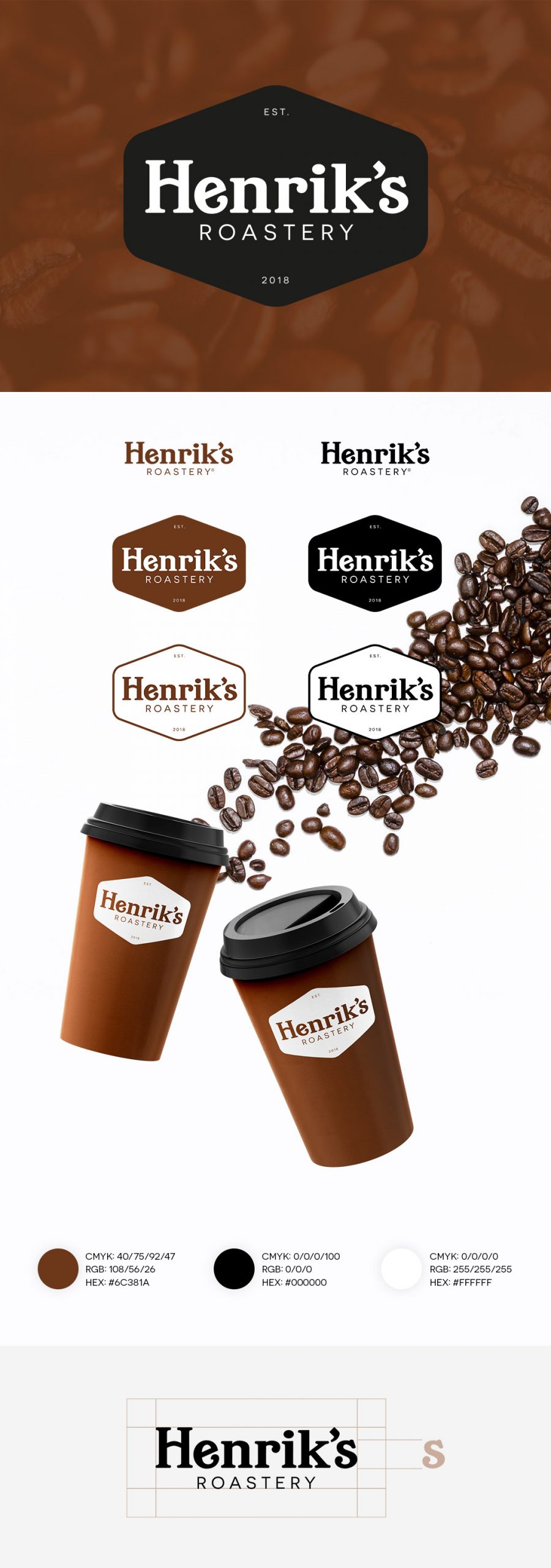 Henrik’s Roastery -nimiselle kahvibrändille tehty logosuunnittelu.
